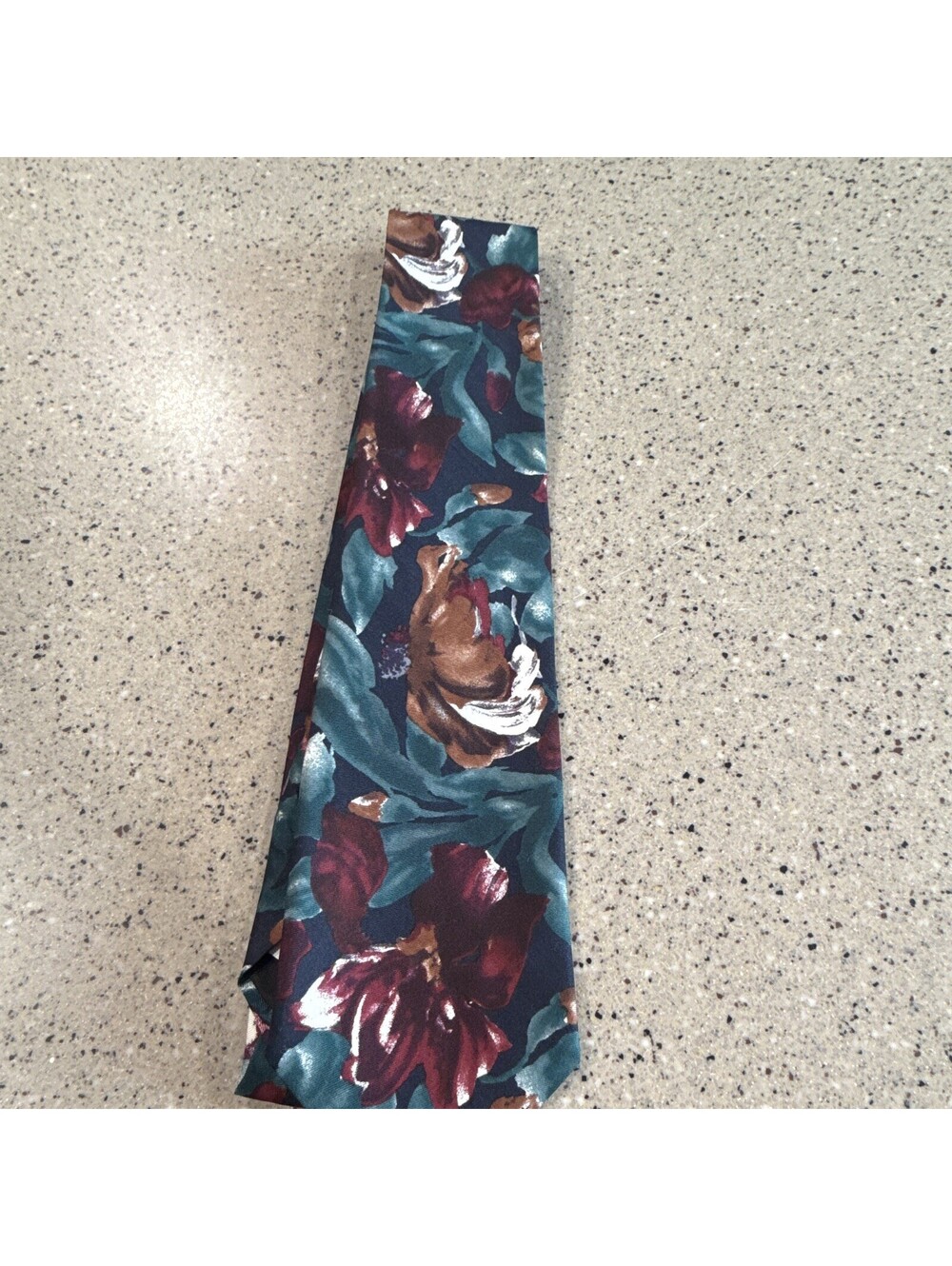 Oscar de la Renta Men's Teal Floral Silk Woven Tie with Logo Accent